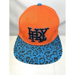 Vintage Hurley Hat Hyper Logo New Leopard Snapback Adjustable Blue Orange